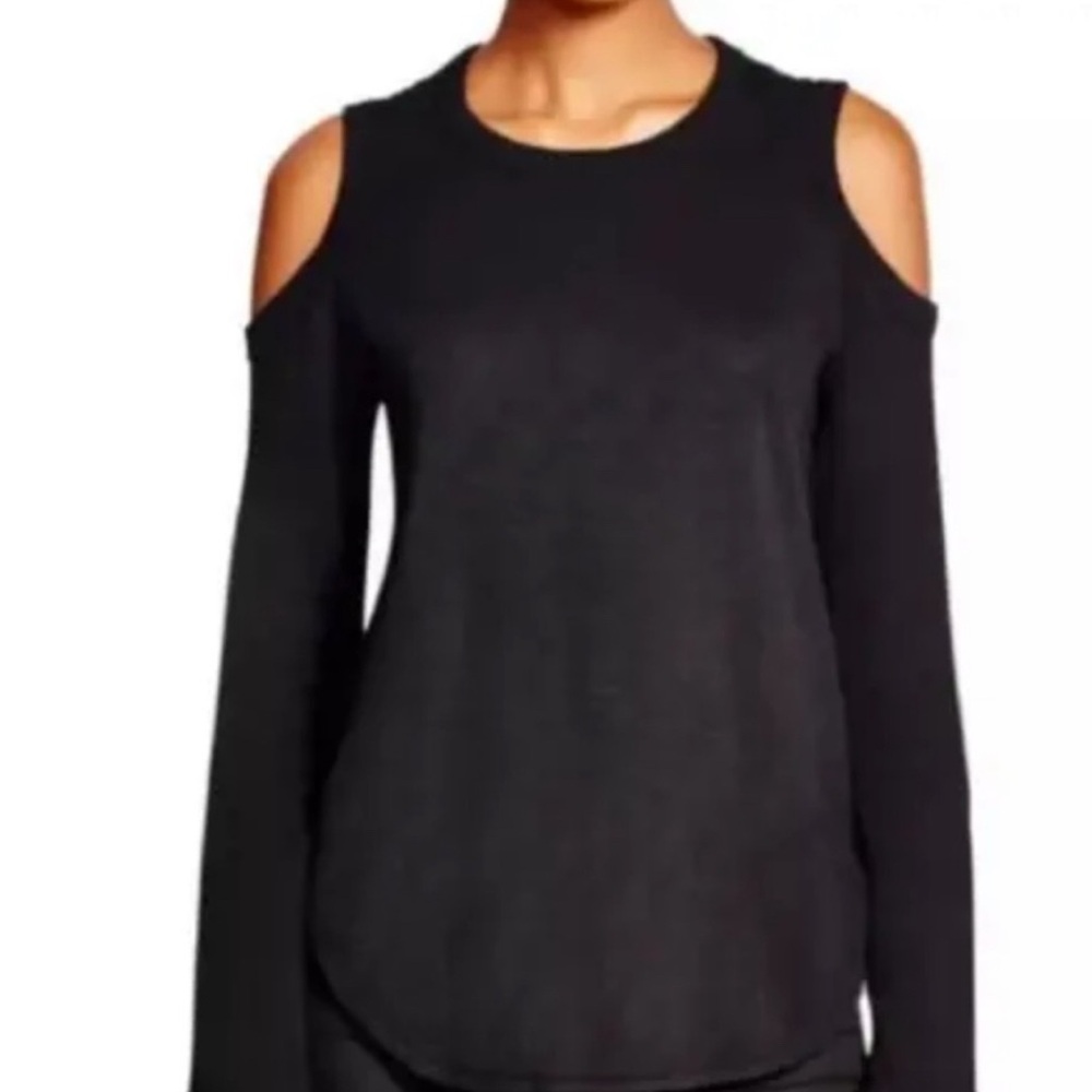Wilt Black Cold Shoulder Long Sleeve Top